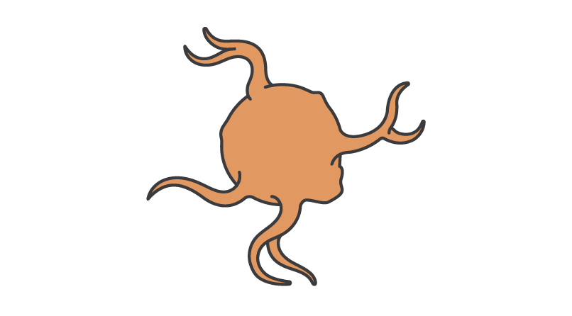 Illustration d’une cellule microgliale associée à une maladie