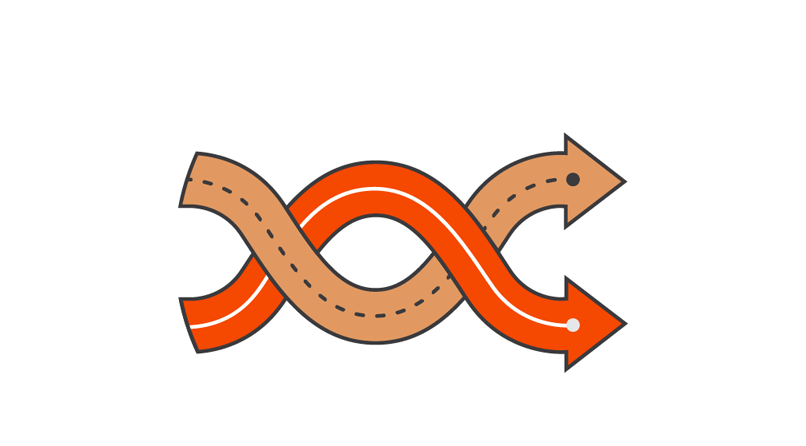 Illustration de deux flèches qui se croisent l’une sur l’autre