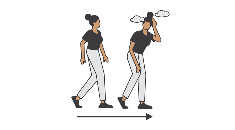 Illustration d’une femme retenue par un poids lourd