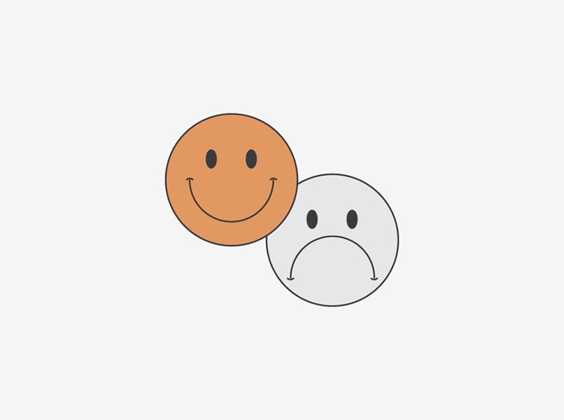 Illustration montrant un visage heureux et un visage triste