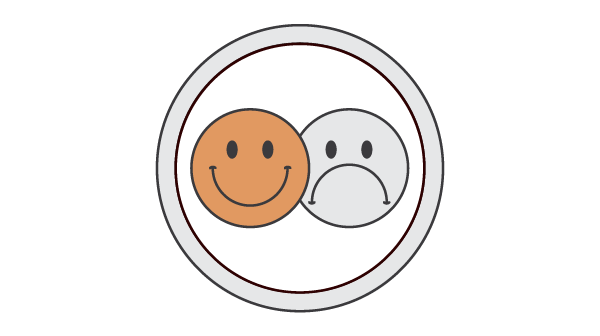 Illustration montrant un visage heureux et un visage triste