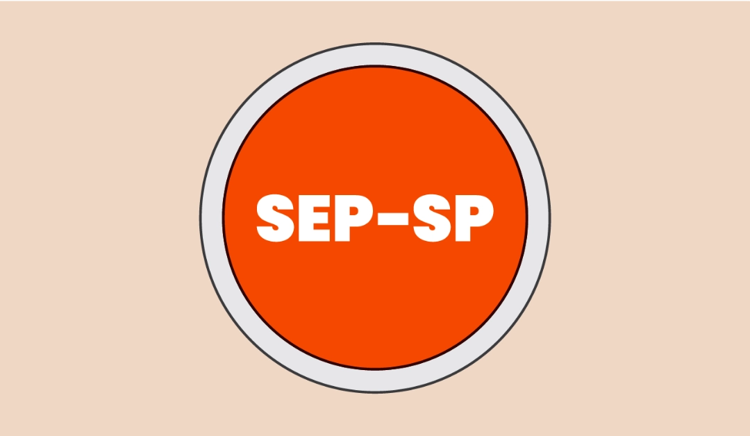 Un cercle orange avec SEP-SP écrit à l’intérieur